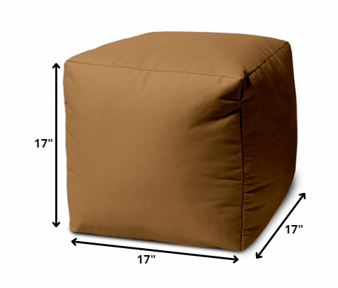 17" Cool Warm Mocha Brown Solid Color Indoor Outdoor Pouf Cover Default Title