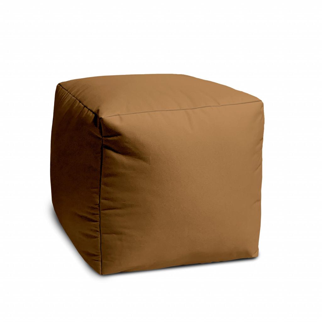 17" Cool Warm Mocha Brown Solid Color Indoor Outdoor Pouf Cover Default Title