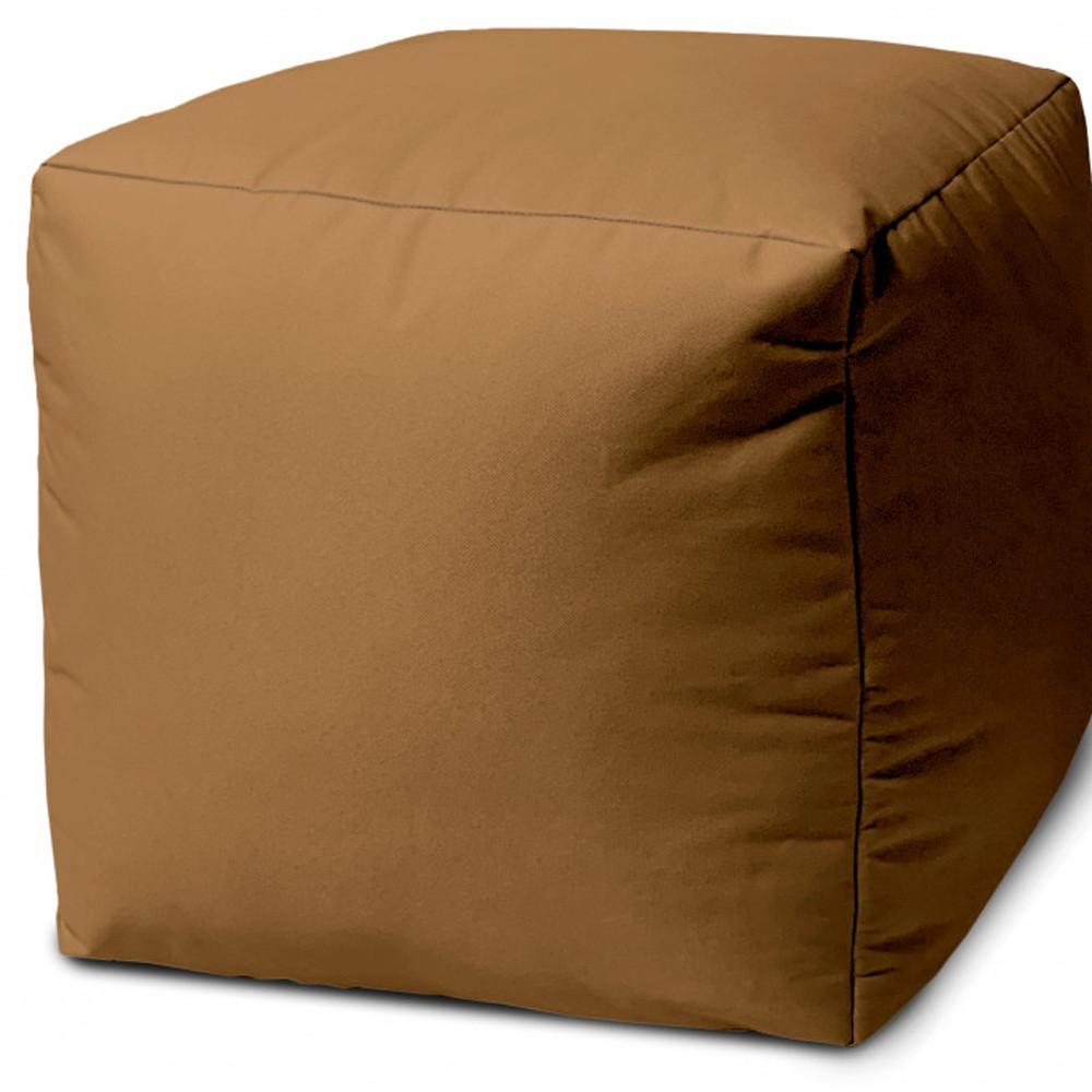 17" Cool Warm Mocha Brown Solid Color Indoor Outdoor Pouf Cover Default Title