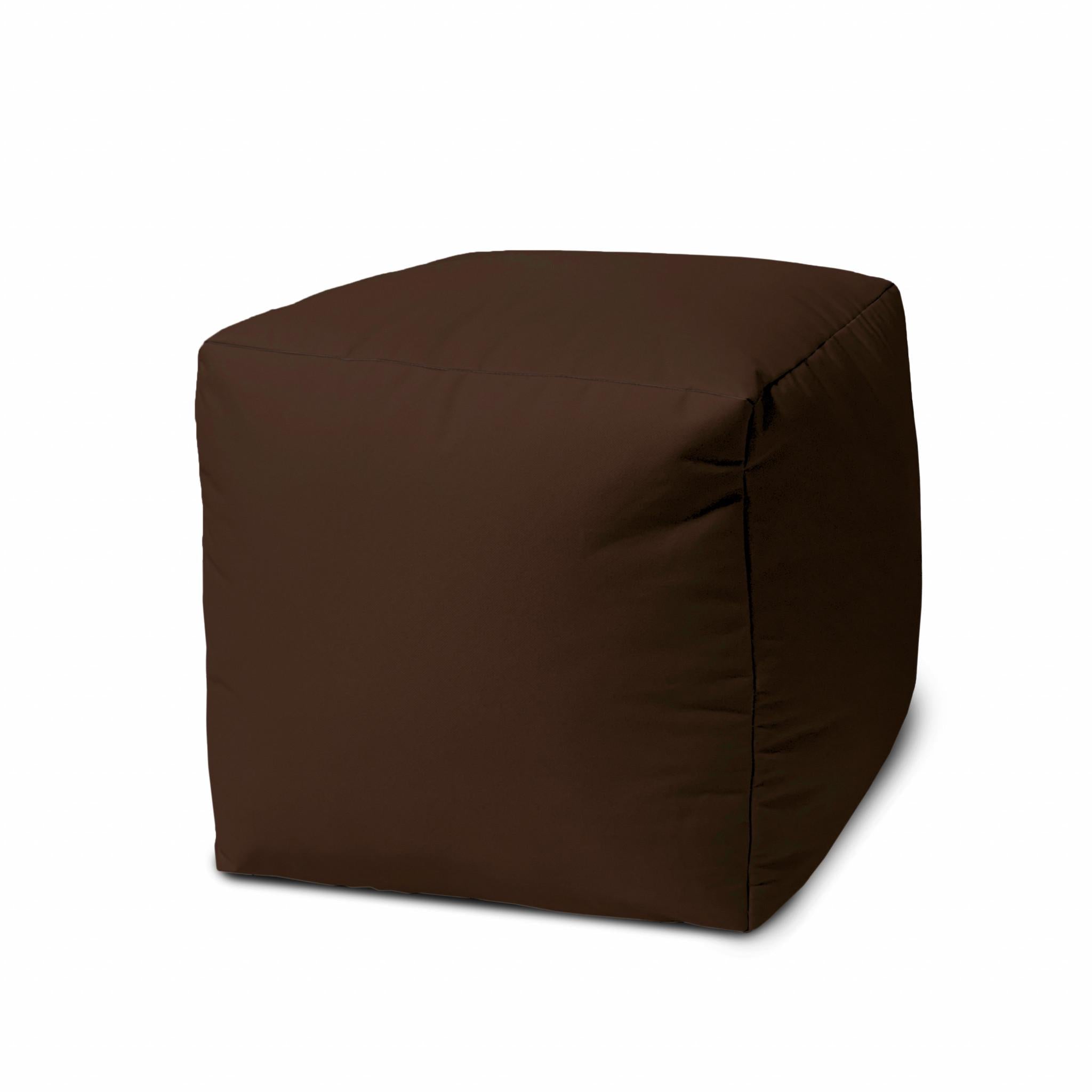 17" Cool Dark Chocolate Brown Solid Color Indoor Outdoor Pouf Cover Default Title