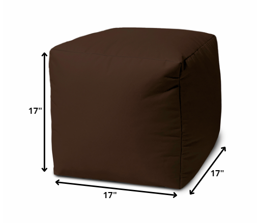 17" Cool Dark Chocolate Brown Solid Color Indoor Outdoor Pouf Cover Default Title