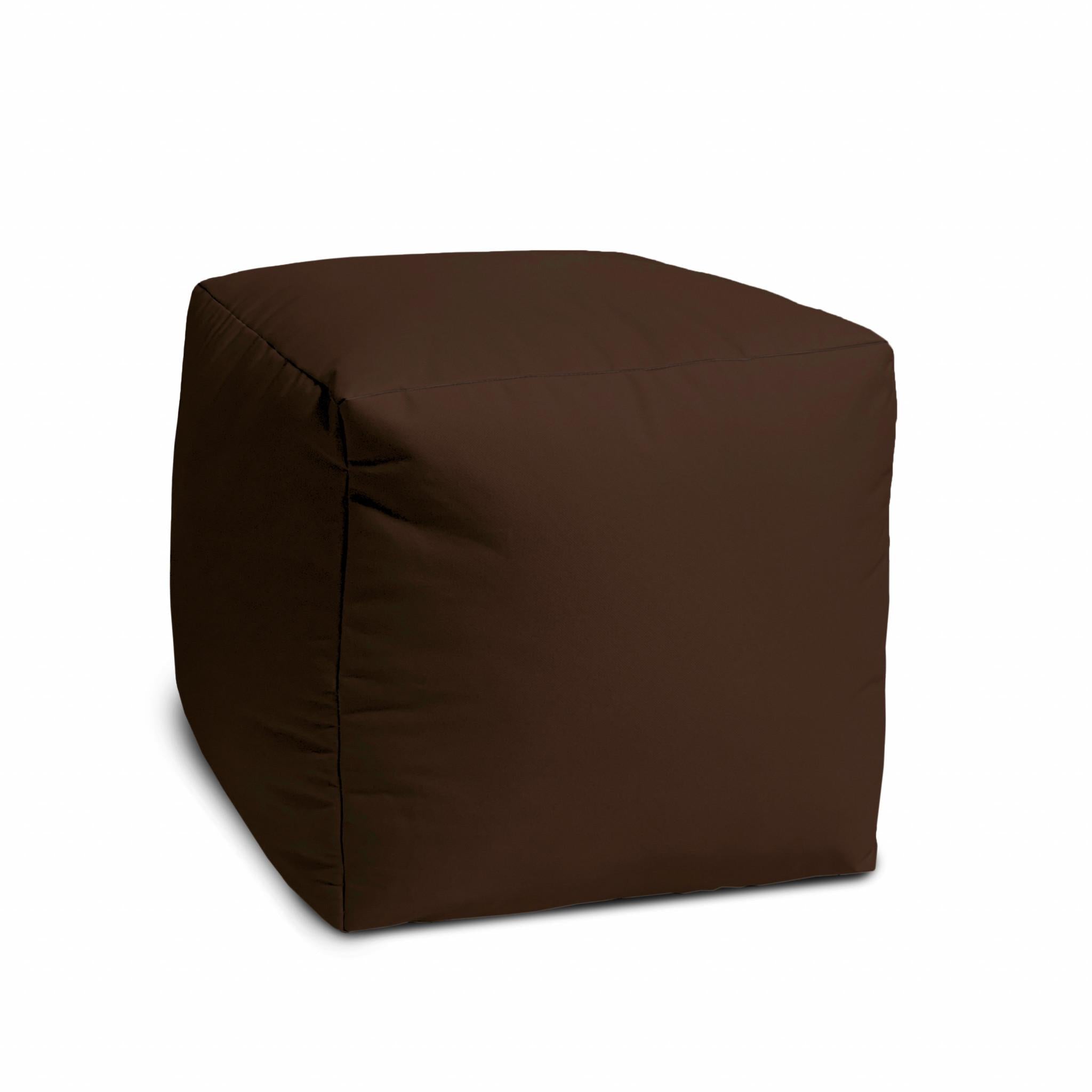17" Cool Dark Chocolate Brown Solid Color Indoor Outdoor Pouf Cover Default Title