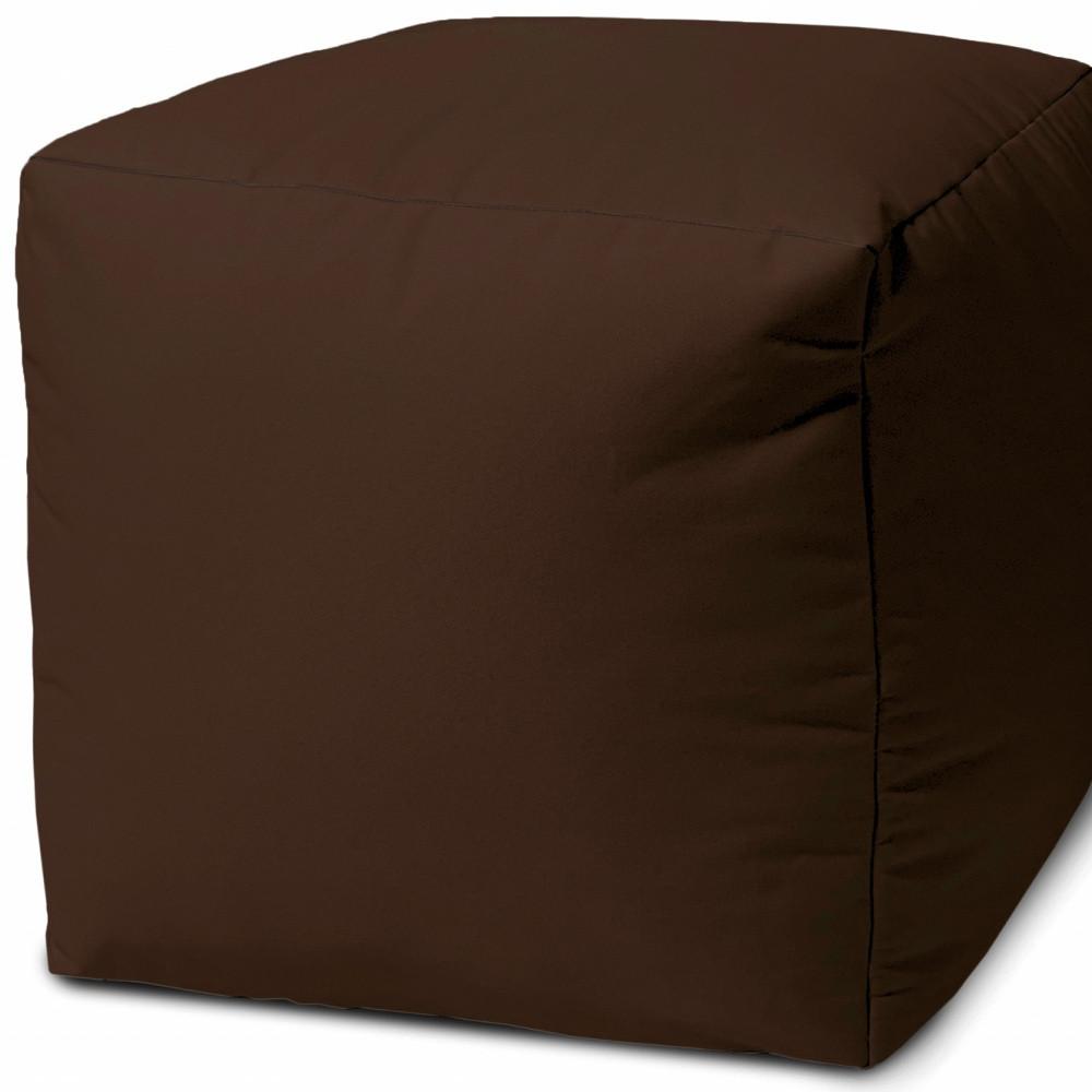 17" Cool Dark Chocolate Brown Solid Color Indoor Outdoor Pouf Cover Default Title