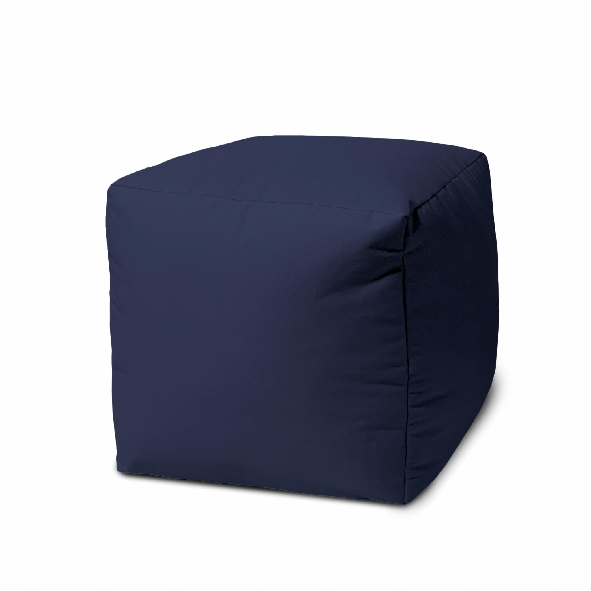 17" Cool Warm Indigo Blue Solid Color Indoor Outdoor Pouf Cover Default Title