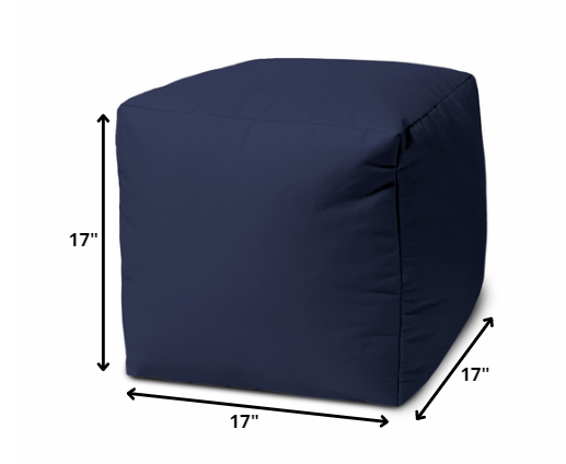 17" Cool Warm Indigo Blue Solid Color Indoor Outdoor Pouf Cover Default Title