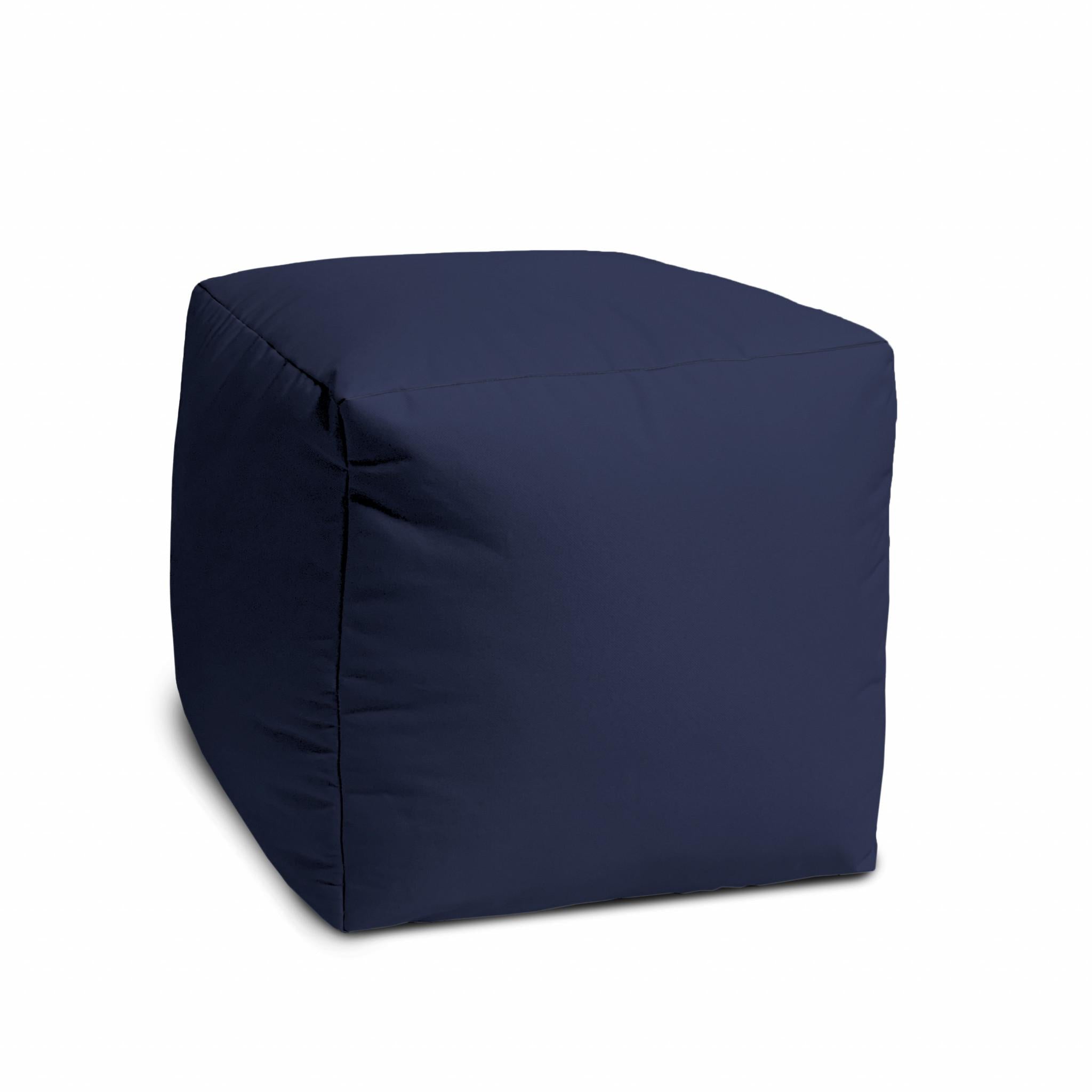 17" Cool Warm Indigo Blue Solid Color Indoor Outdoor Pouf Cover Default Title