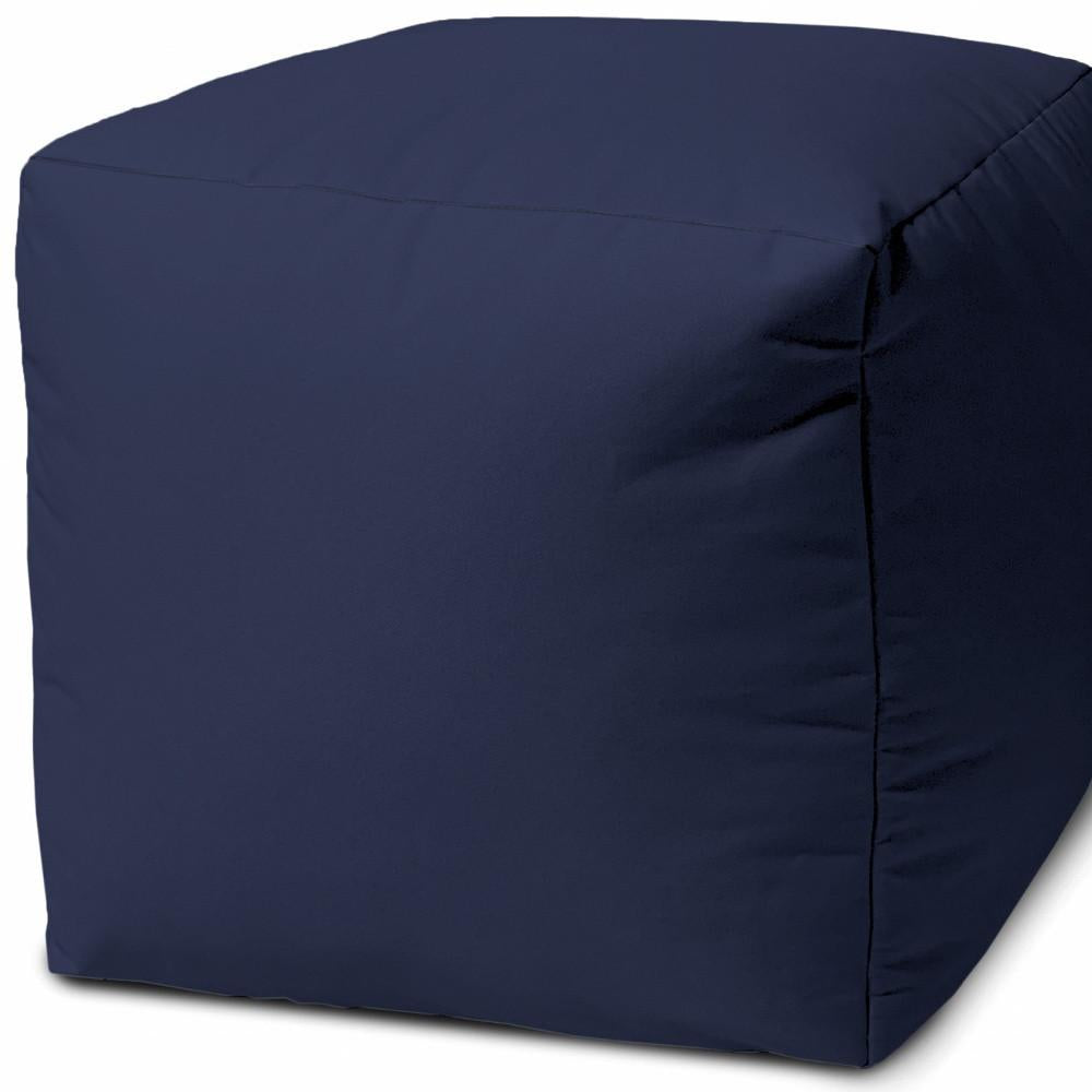 17" Cool Warm Indigo Blue Solid Color Indoor Outdoor Pouf Cover Default Title