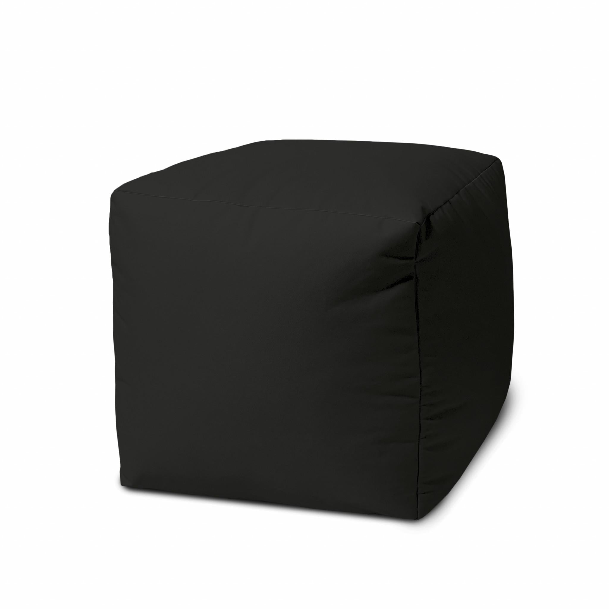 17" Cool Jet Black Solid Color Indoor Outdoor Pouf Cover Default Title