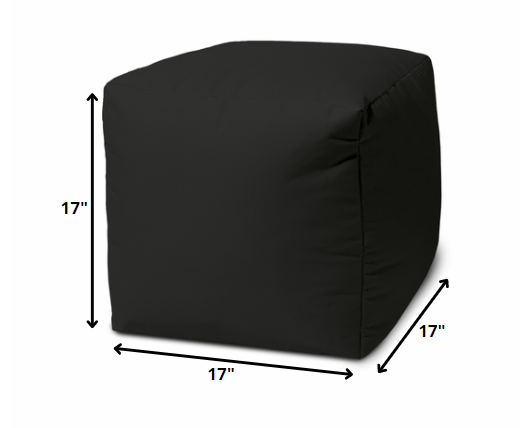 17" Cool Jet Black Solid Color Indoor Outdoor Pouf Cover Default Title