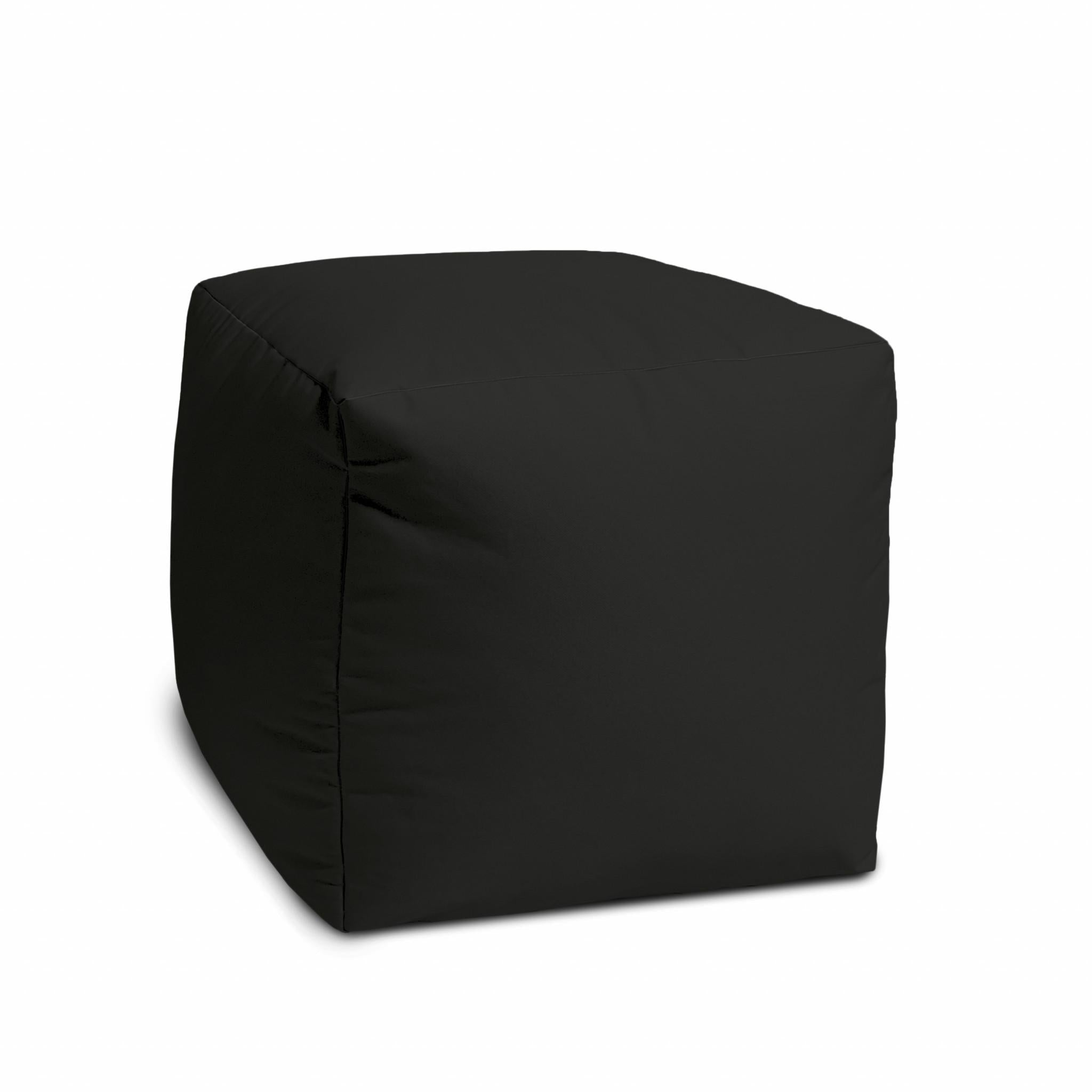 17" Cool Jet Black Solid Color Indoor Outdoor Pouf Cover Default Title