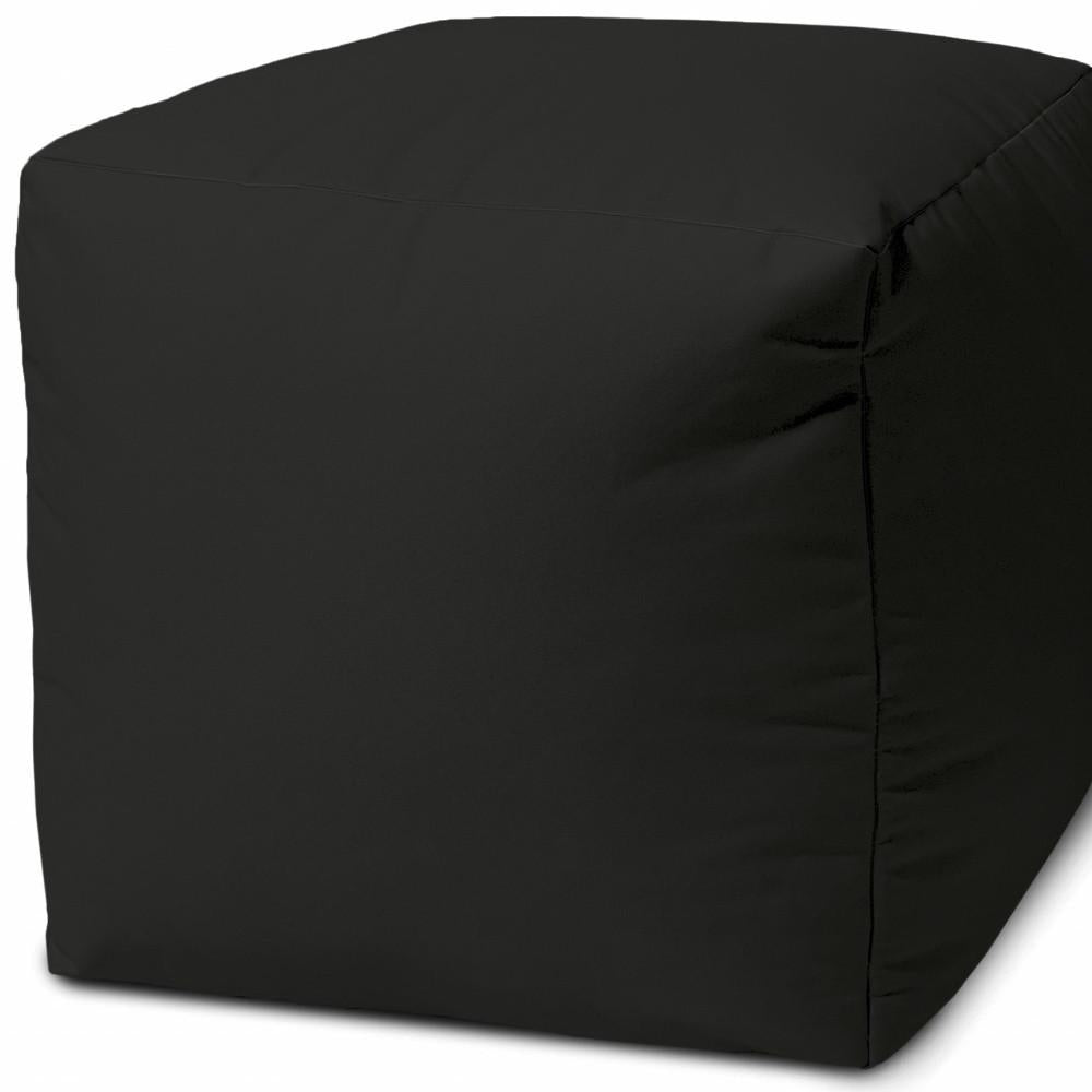 17" Cool Jet Black Solid Color Indoor Outdoor Pouf Cover Default Title