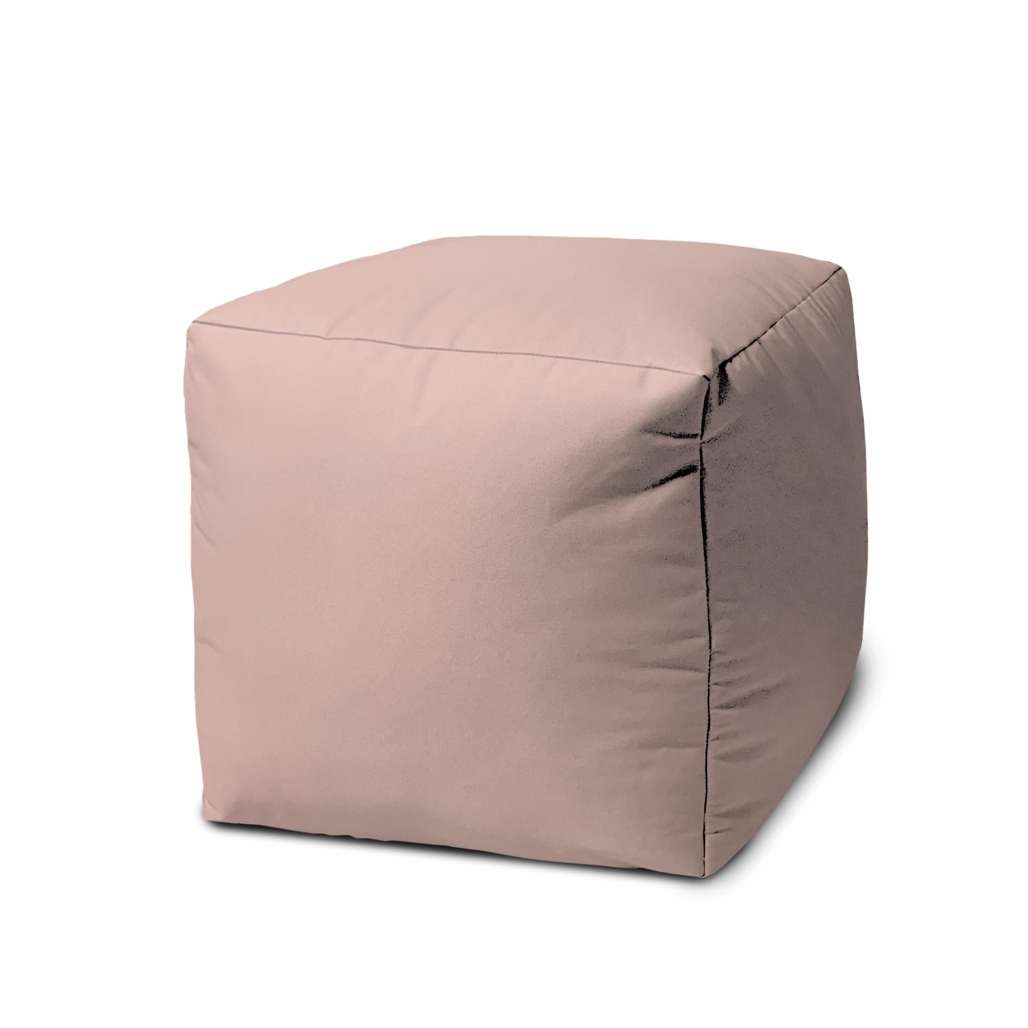 17" Cool Pale Pink Blush Solid Color Indoor Outdoor Pouf Cover Default Title