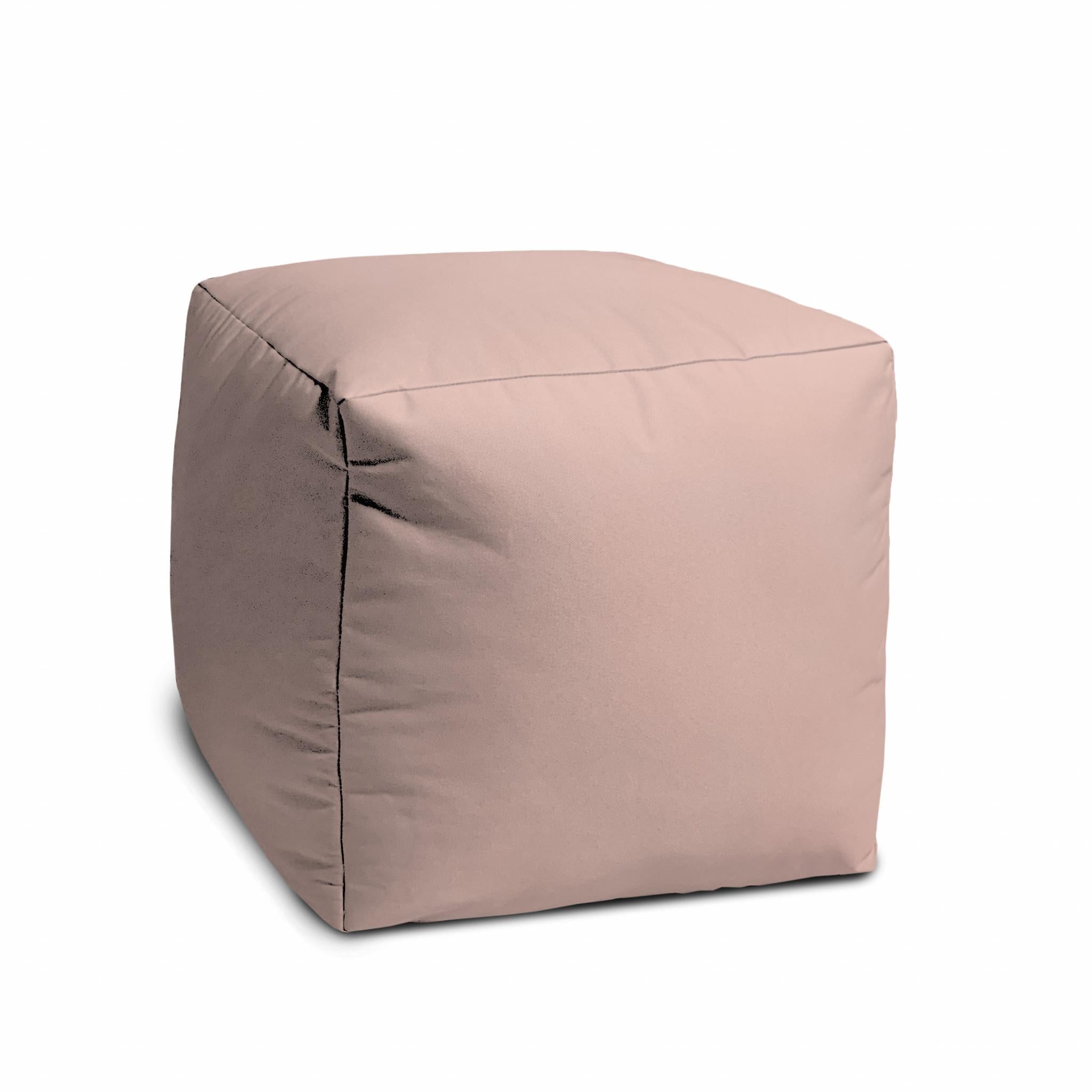 17" Cool Pale Pink Blush Solid Color Indoor Outdoor Pouf Cover Default Title