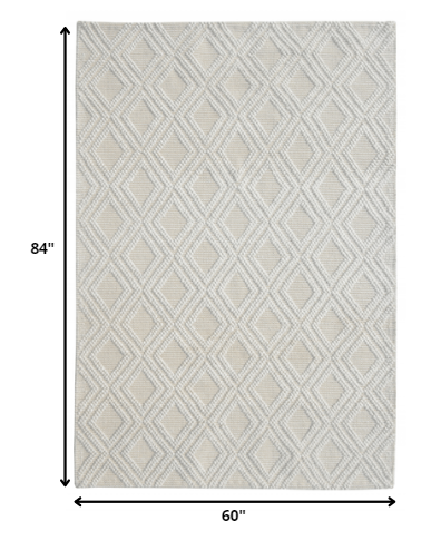 5’ x 7’ Ivory Diamond Lattice Modern Area Rug