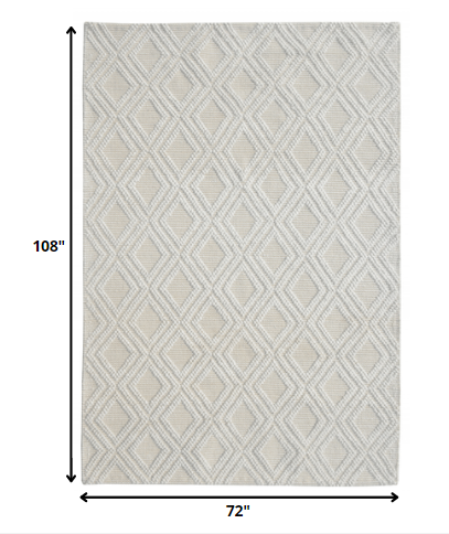 6’ x 9’ Ivory Diamond Lattice Modern Area Rug