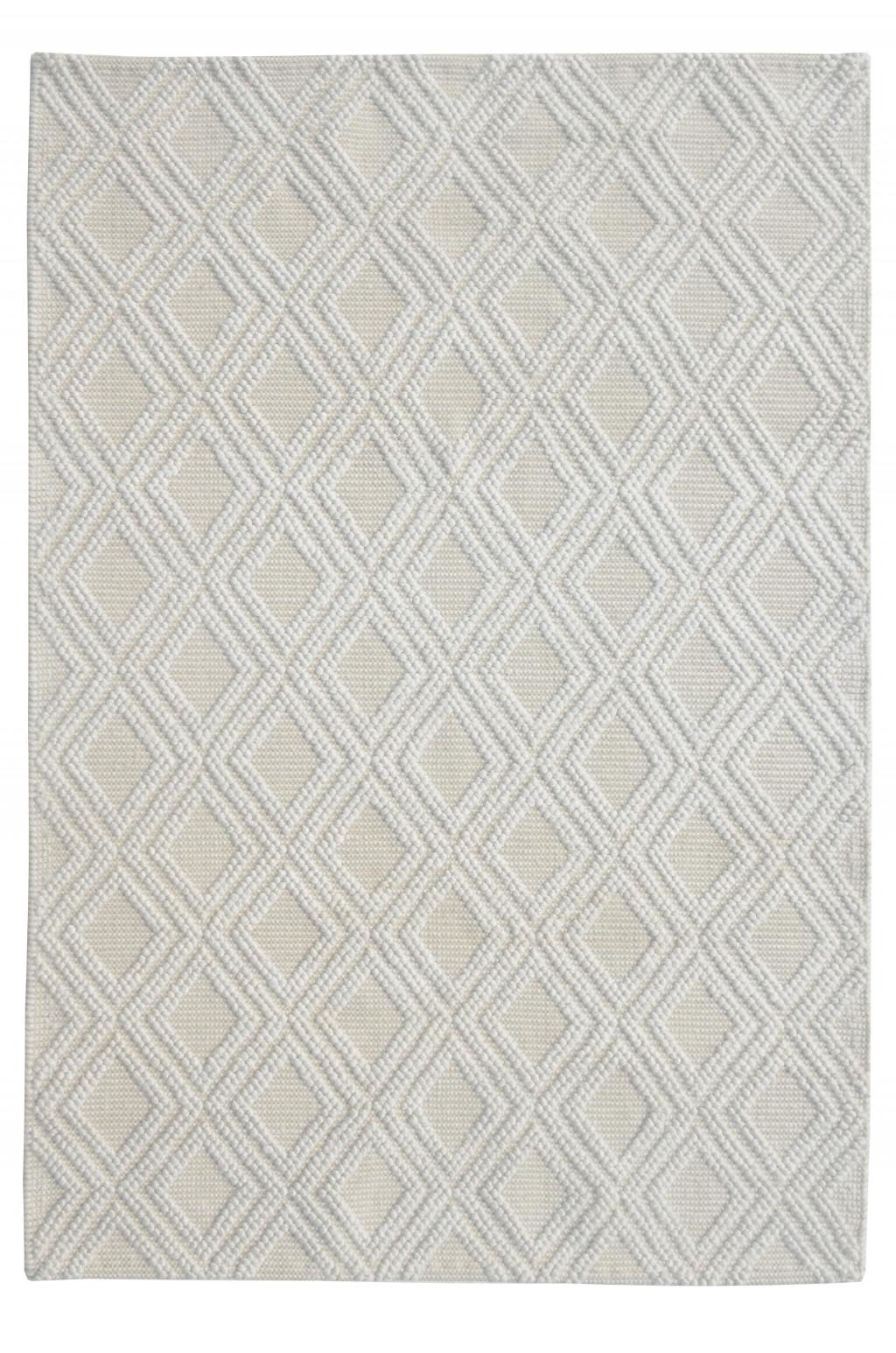 8’ x 11’ Ivory Diamond Lattice Modern Area Rug