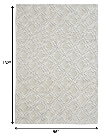 8’ x 11’ Ivory Diamond Lattice Modern Area Rug