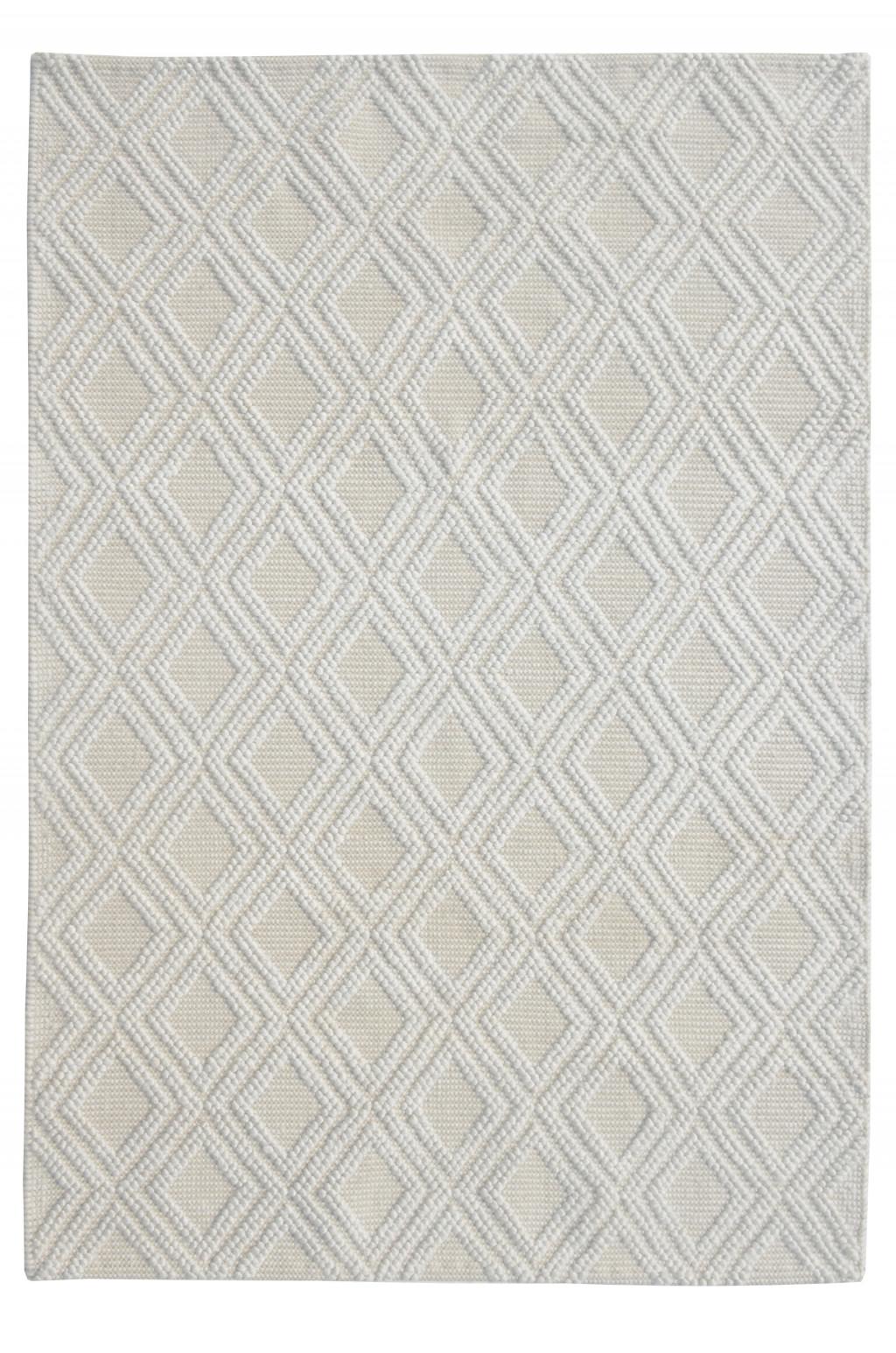 9’ x 13’ Ivory Diamond Lattice Modern Area Rug