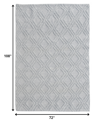 6’ x 9’ Gray Diamond Lattice Modern Area Rug