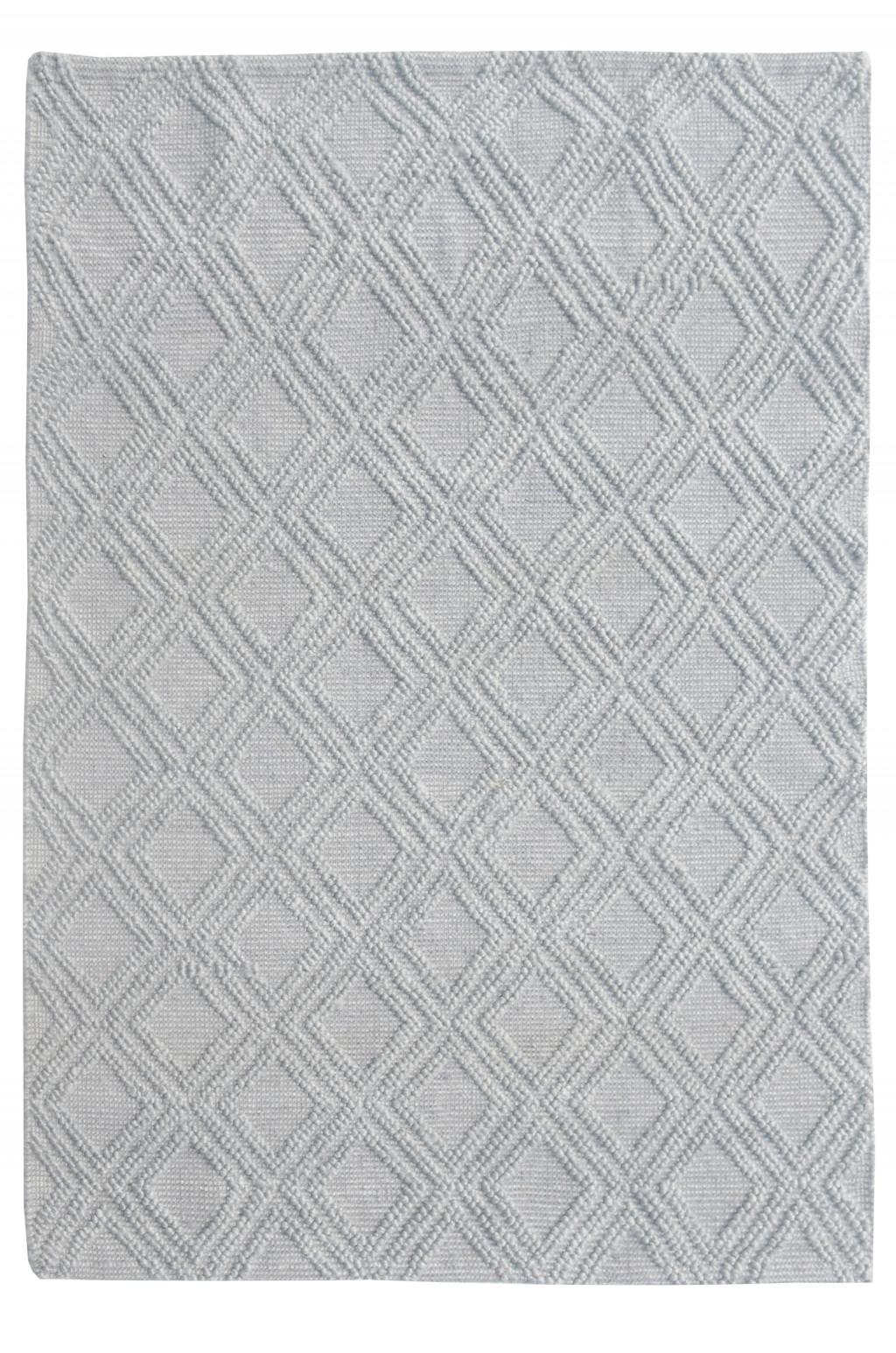 8’ x 11’ Gray Diamond Lattice Modern Area Rug