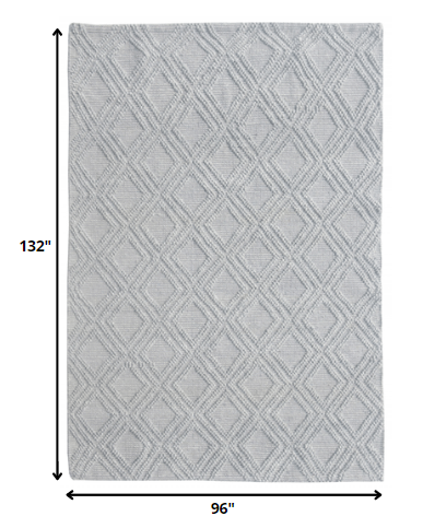 8’ x 11’ Gray Diamond Lattice Modern Area Rug