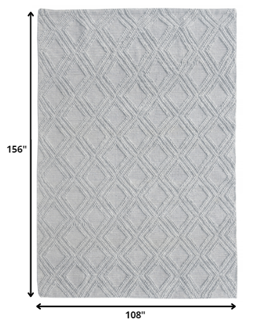 9’ x 13’ Gray Diamond Lattice Modern Area Rug