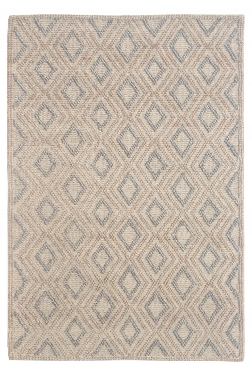 8’ x 11’ Tan Gray Diamond Lattice Modern Area Rug