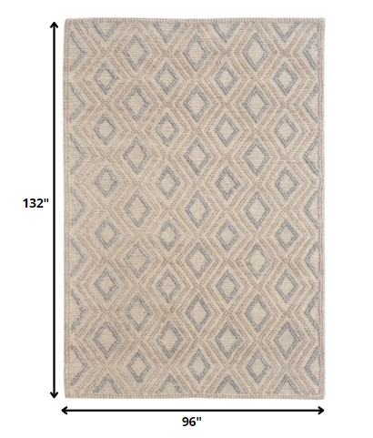 8’ x 11’ Tan Gray Diamond Lattice Modern Area Rug