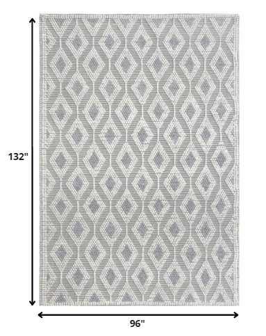 8’ x 11’ Ivory Gray Diamond Trellis Modern Area Rug