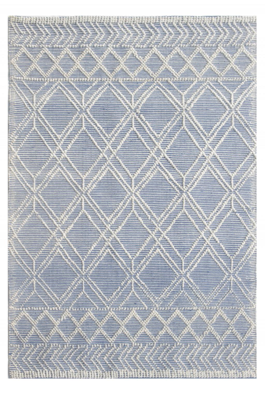 5’ x 7’ Blue Ivory Tribal Geometric Pattern Area Rug Default Title