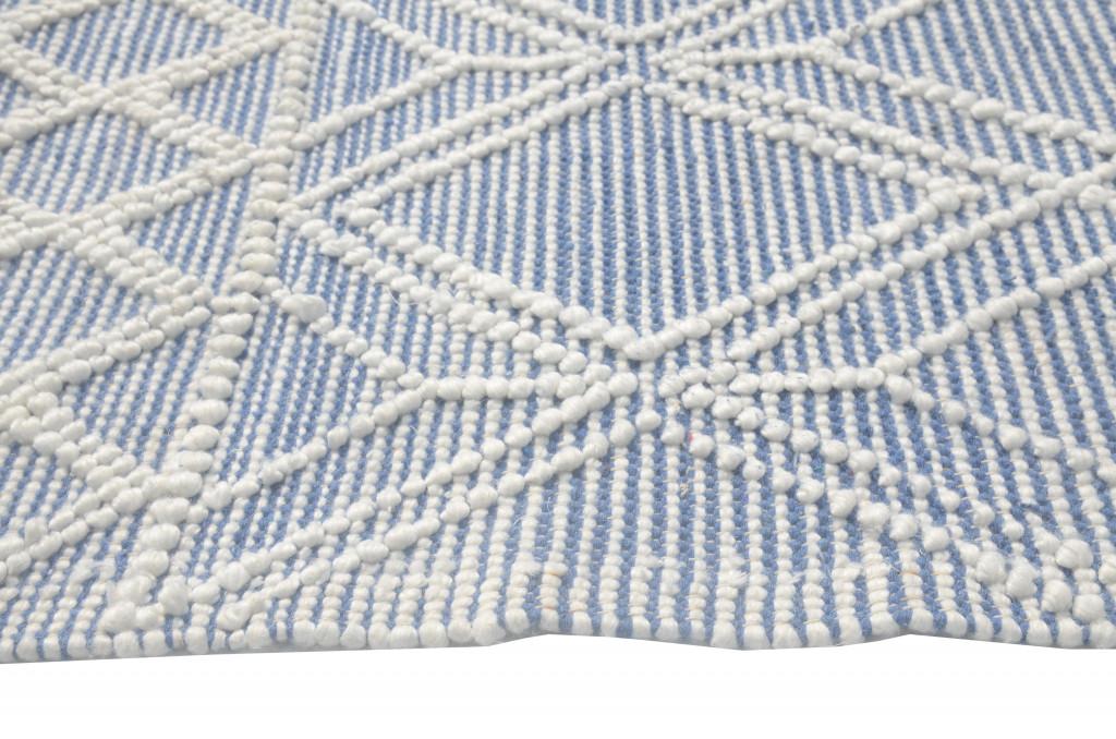 5’ x 7’ Blue Ivory Tribal Geometric Pattern Area Rug