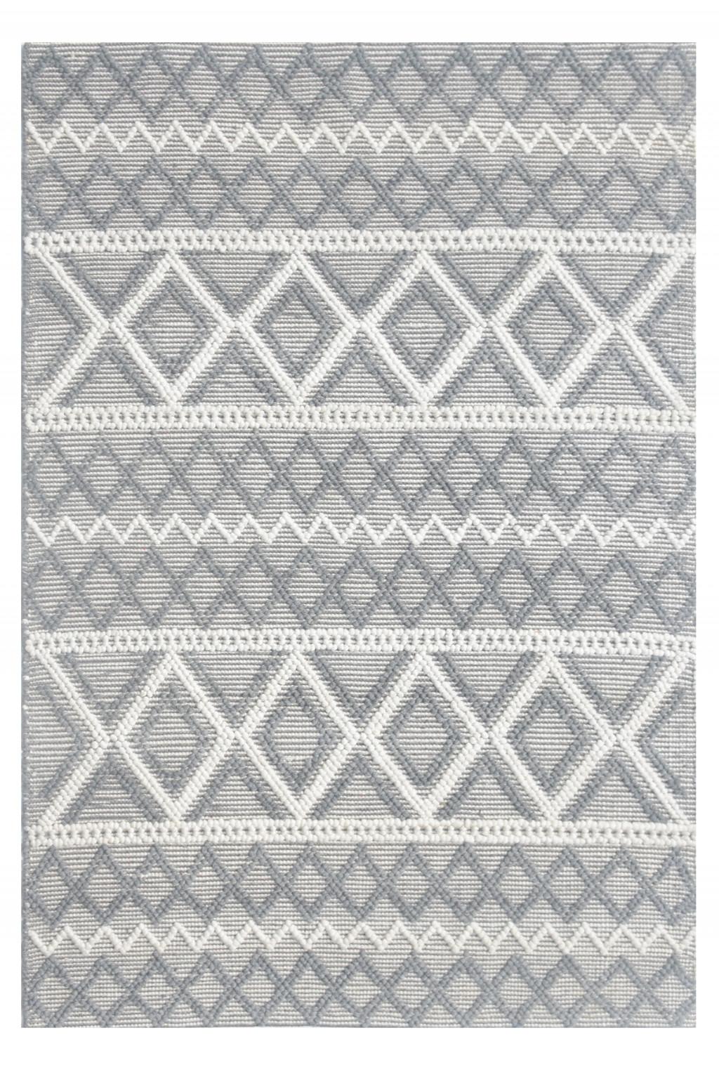 6’ x 9’ Gray Ivory Diamonds Boho Chic Area Rug Default Title