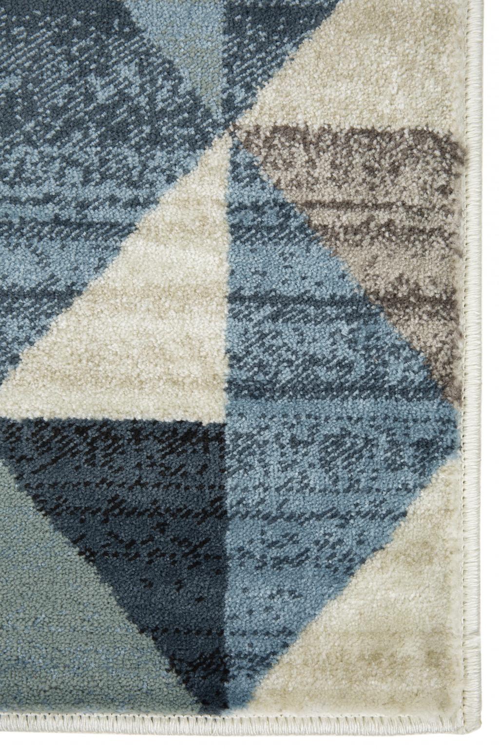 3’ x 5’ Blue Beige Nested Diamonds Modern Area Rug