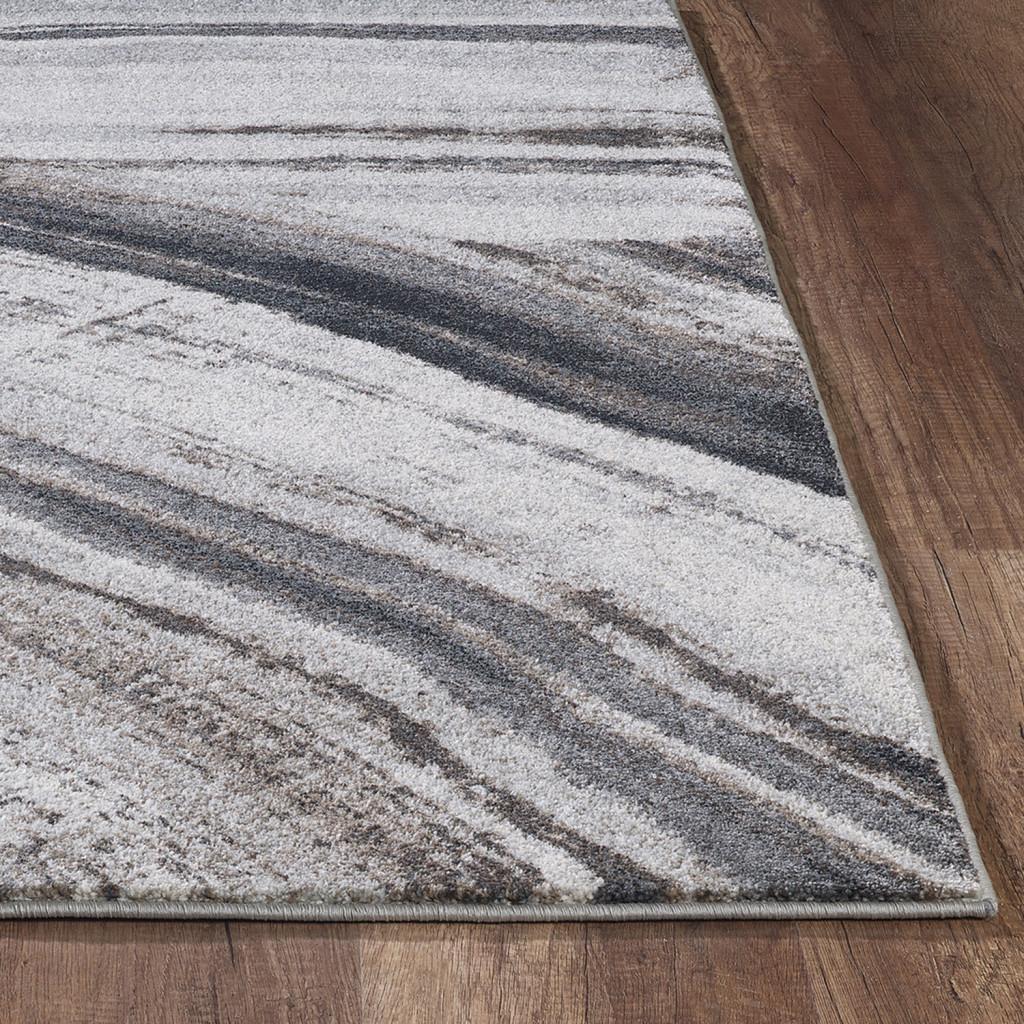 8’ x 11’ Gray Ivory Abstract Strokes Modern Area Rug