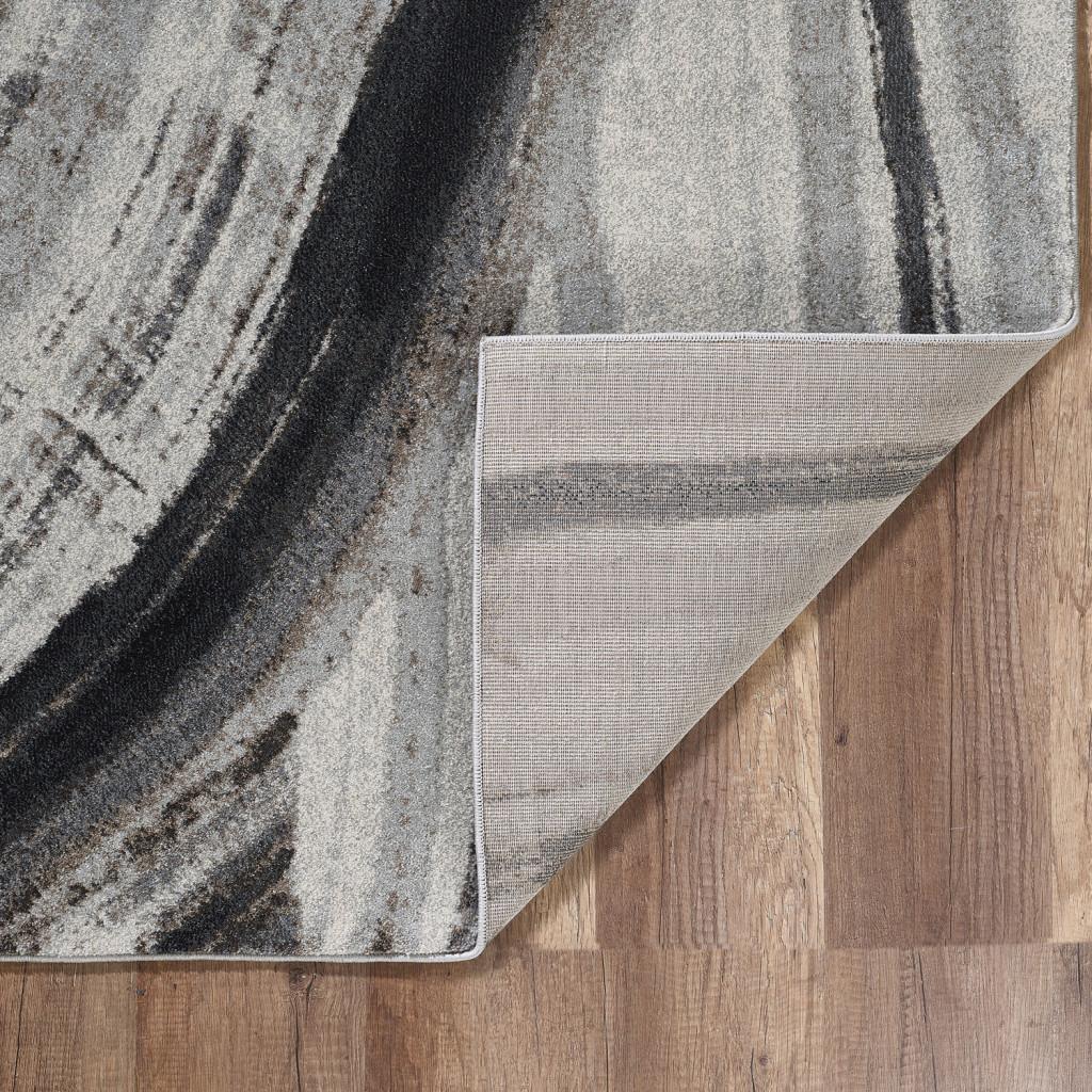 8’ x 11’ Gray Ivory Abstract Strokes Modern Area Rug