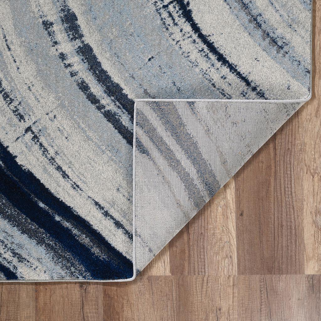 8’ x 11’ Navy Ivory Abstract Strokes Modern Area Rug