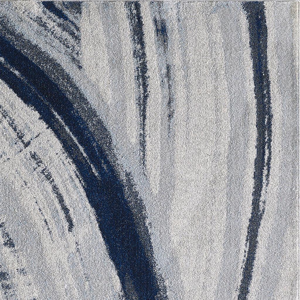 8’ x 11’ Navy Ivory Abstract Strokes Modern Area Rug