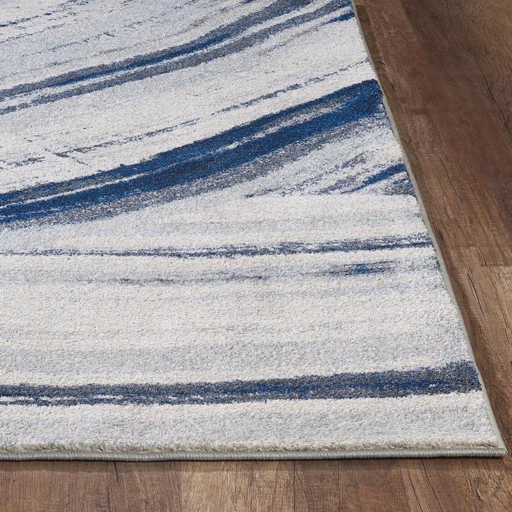 10’ x 13’ Navy Ivory Abstract Strokes Modern Area Rug Default Title