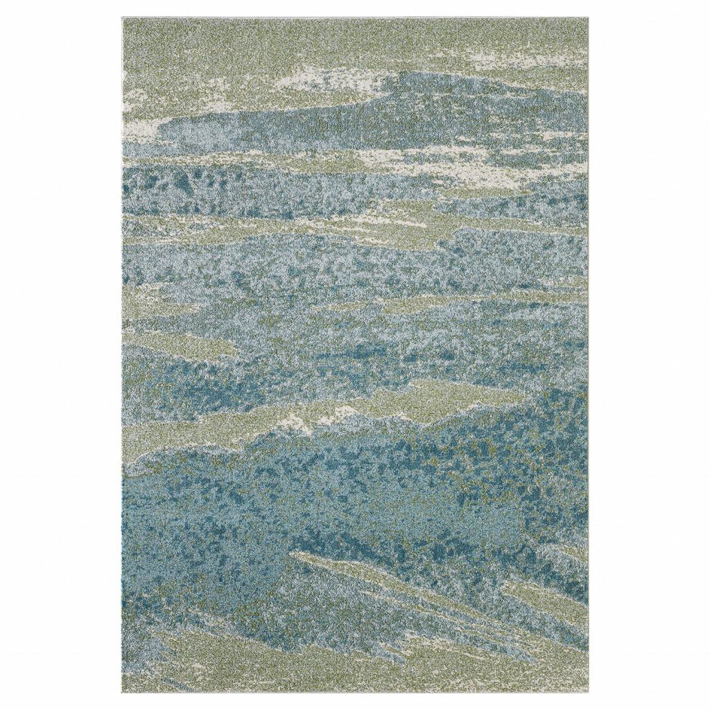 3’ x 5’ Blue Sage Impressionistic Ocean Area Rug Default Title