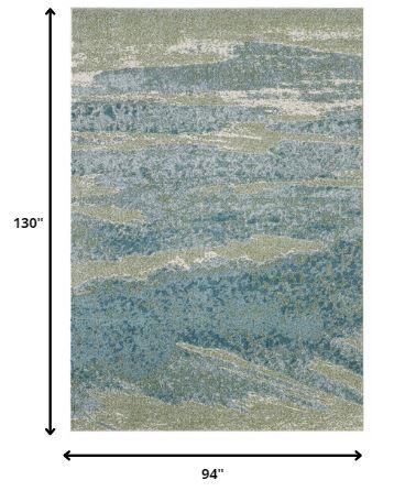 8’ x 11’ Blue Sage Impressionistic Ocean Area Rug