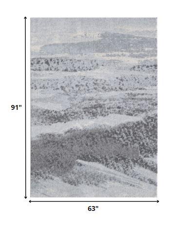 5’ x 8’ Blue Gray Abstract Mist Modern Area Rug