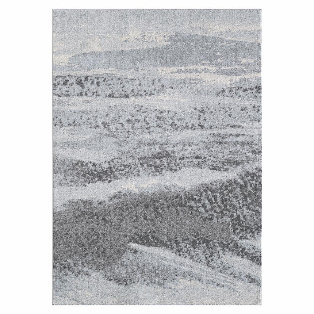 7’ x 10’ Blue Gray Abstract Mist Modern Area Rug