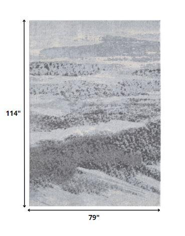 7’ x 10’ Blue Gray Abstract Mist Modern Area Rug