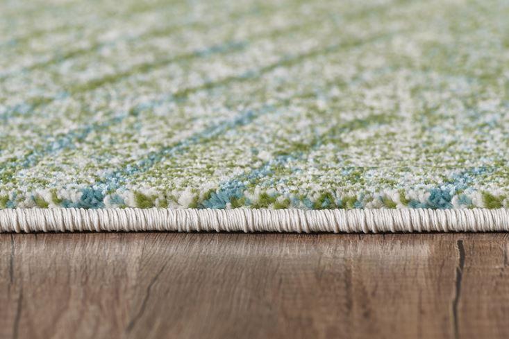 7’ x 10’ Blue Beige Abstract Waves Modern Area Rug