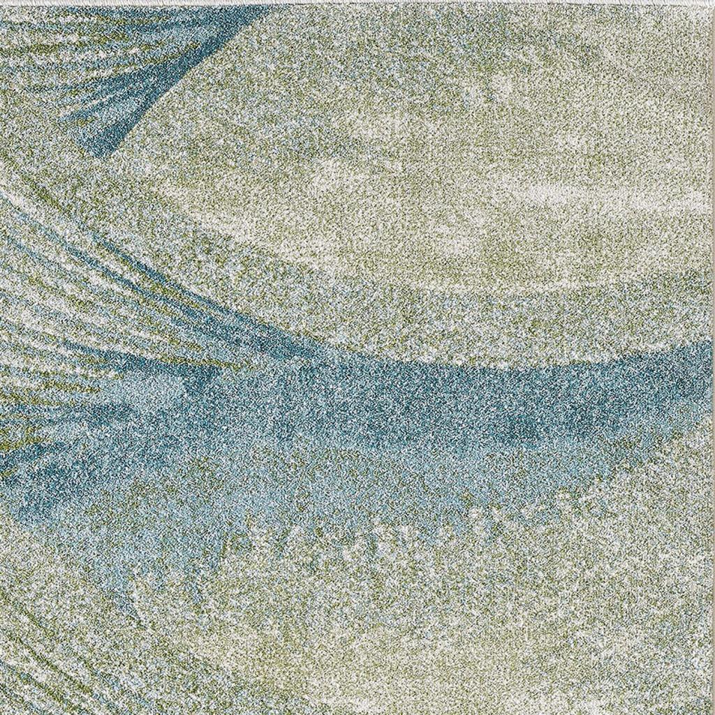 8’ x 11’ Blue Beige Abstract Waves Modern Area Rug