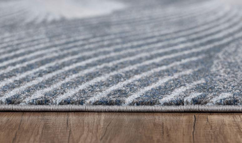 5’ x 8’ Gray Blue Abstract Waves Modern Area Rug