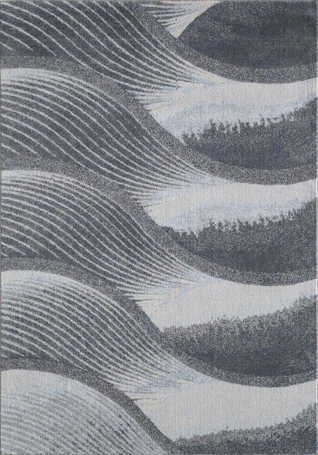 10’ x 13’ Gray Blue Abstract Waves Modern Area Rug