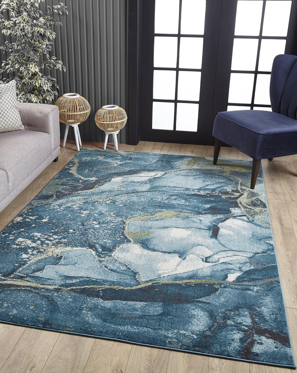 10’ x 13’ Blue Sage Abstract Stone Modern Area Rug