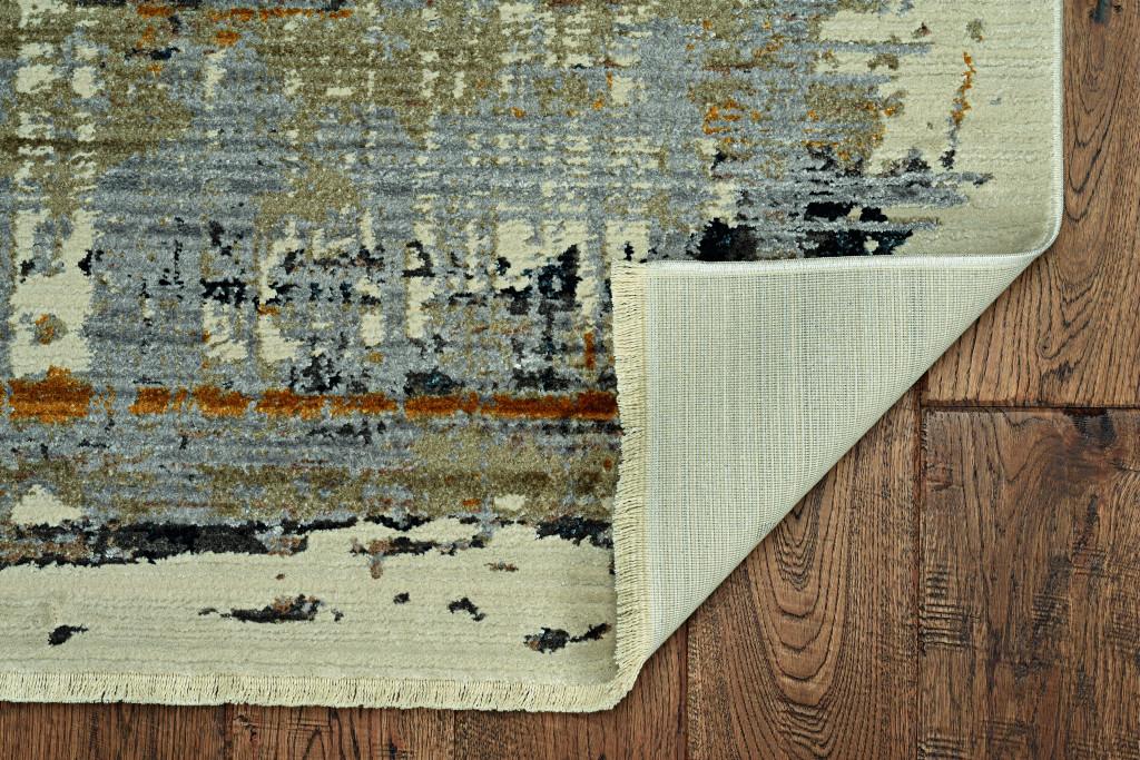 4’ x 6’ Blue White Distressed Traditional Area Rug