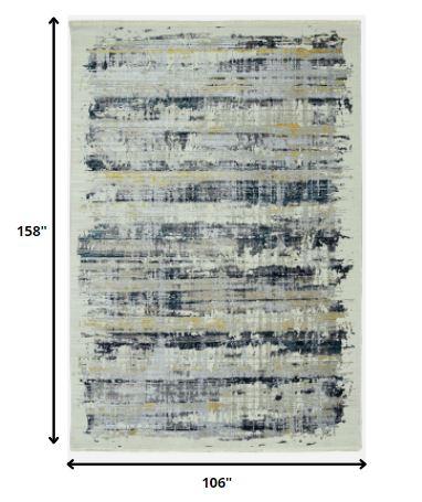 9’ x 13’ Blue White Distressed Traditional Area Rug